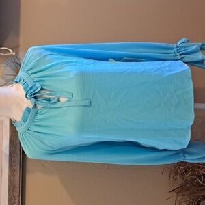 CeCe Aqua Long Sleeve Blouse